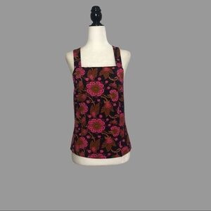 ❤️ M ❤️ NWT Anthro Tank Top Cross Back Floral Flowers Square Neck​